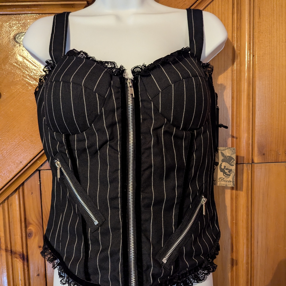 Spin Doctor Black Pinstripe Corset Top